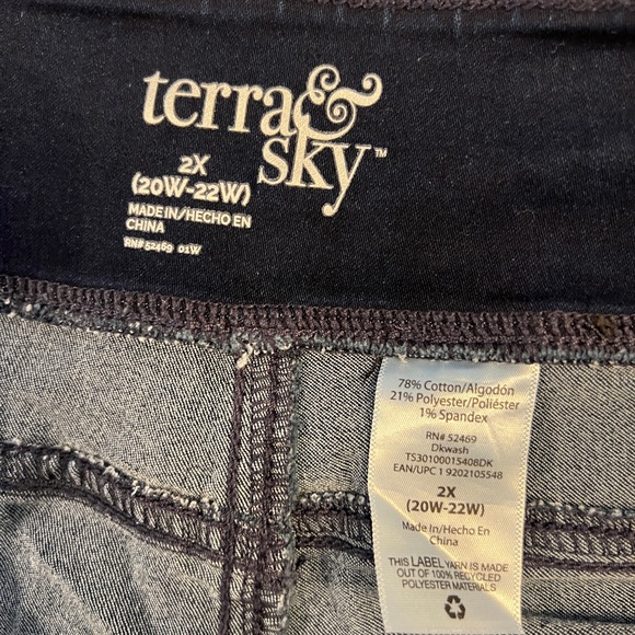 2X Terra & Sky Crop Jeans Womens Plus Size 30W 22W Blue Denim Stretch Spandex. - Picture 8 of 8